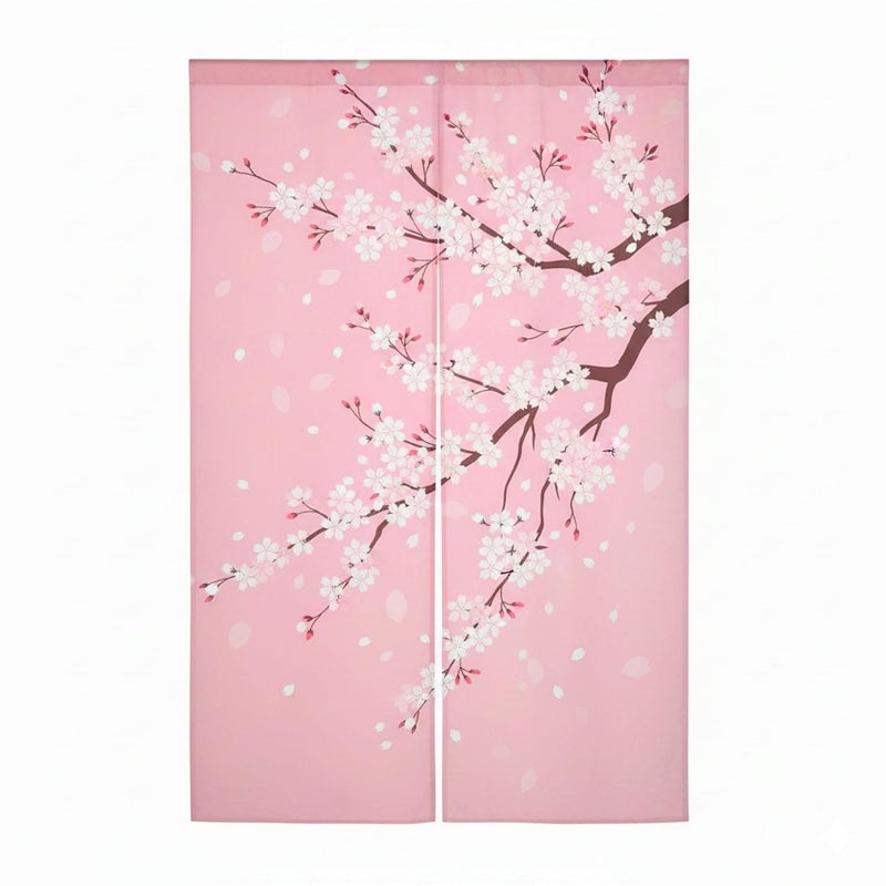 I-MART ستارة نورين يابانية I-MART 59"x33" - تصميم زهر الكرز، ستائر يابانية للمدخل، ستارة زخرفية للباب للمنزل، المطبخ، غرفة النوم، المكتب، ستائر للأبواب - Image 1